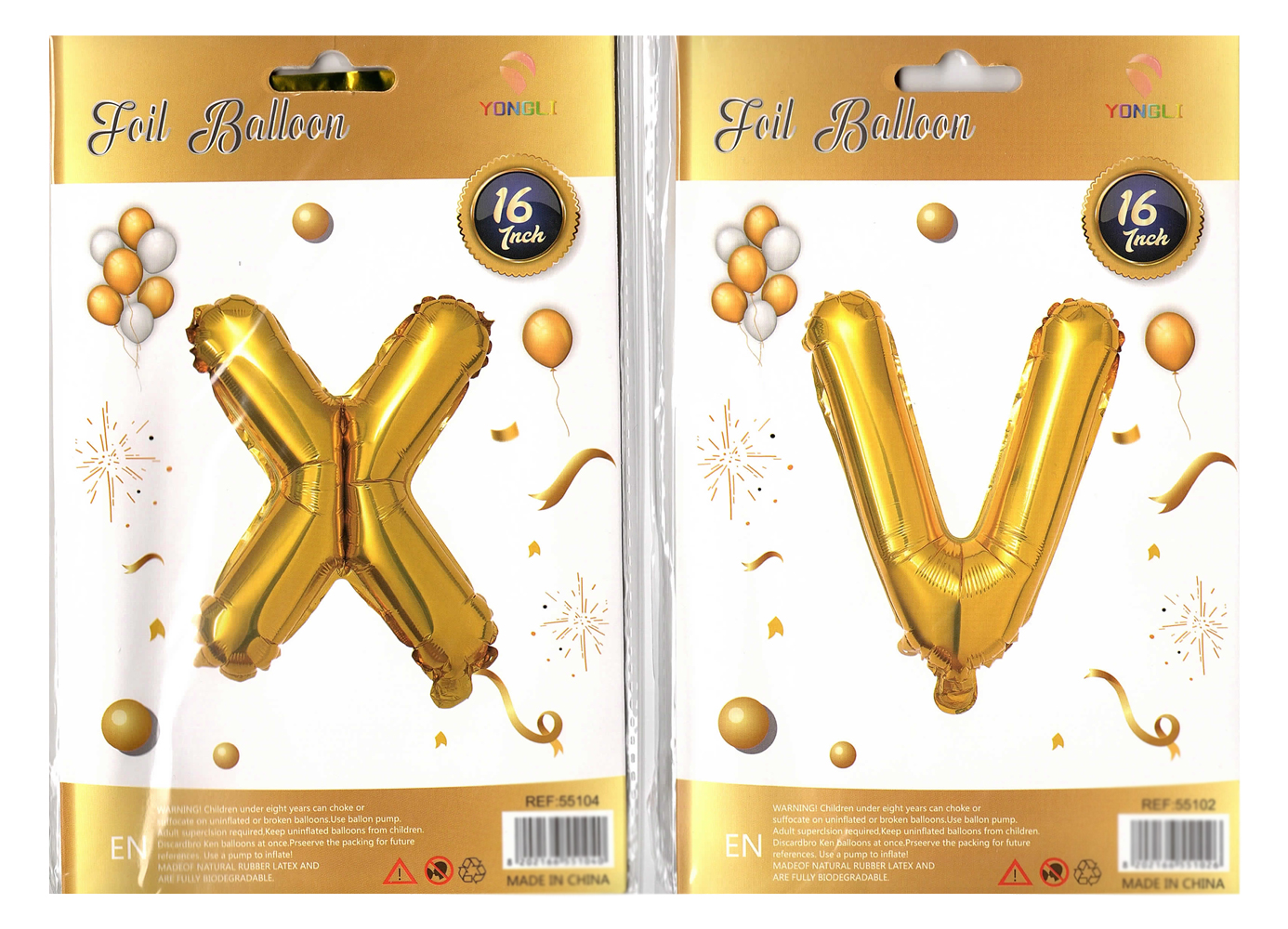 Globo Metálico Letras 16 Pulgadas (40 Cm) Par Xv